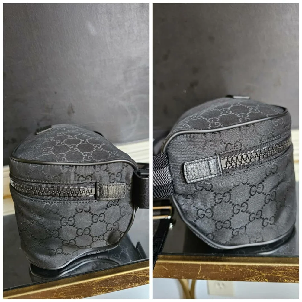GUCCI Nylon Monogram Fanny Pack Belt Bag Black